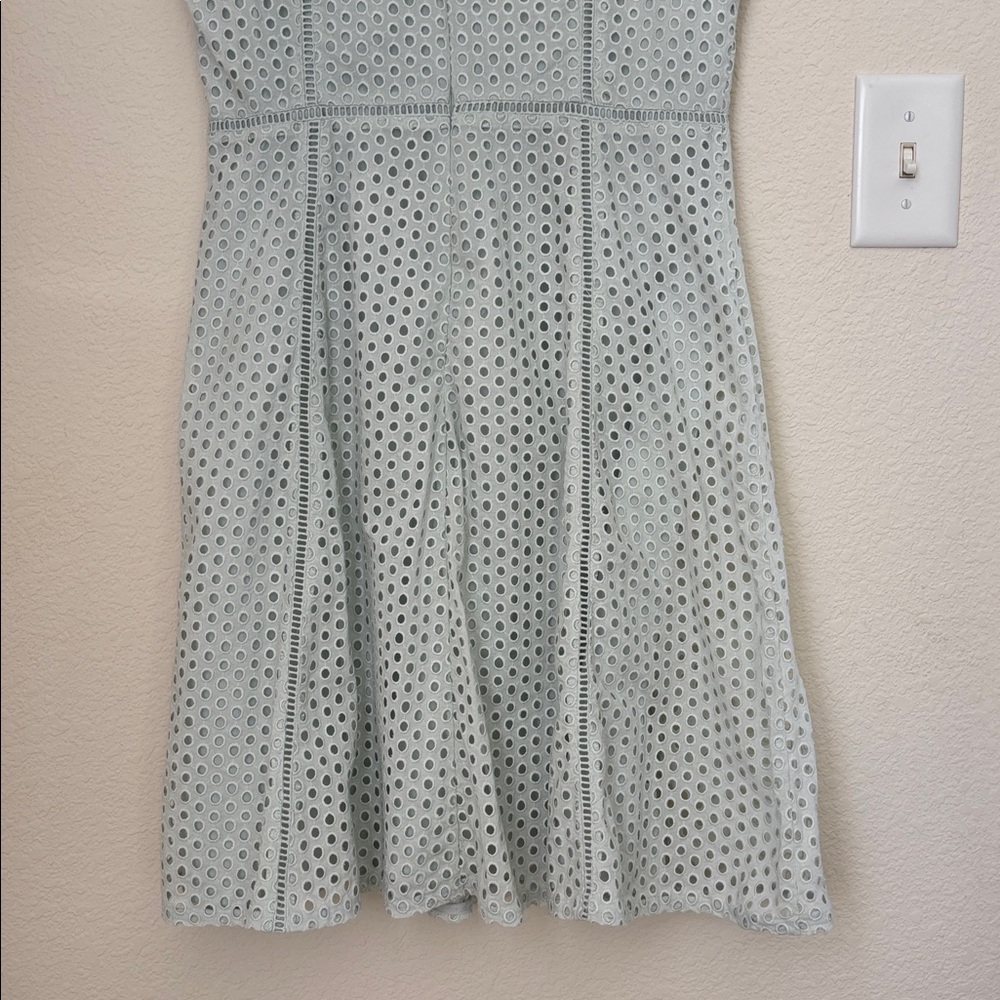 Ann Taylor Light Blue Eyelet Mini Dress Size 8 - Picture 4 of 7